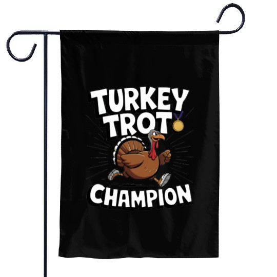 Funny Turkey Trot Running Thanksgiving Champion Garden Flags