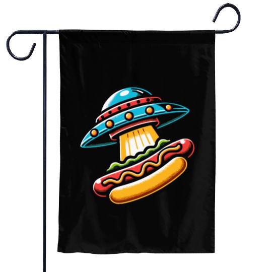 UFO HotDog Abduction Garden Flags