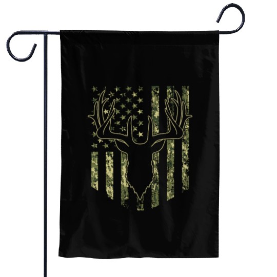 Camouflage USA Flag Deer Hunting Camo Garden Flags