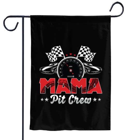 Mama Pit Crew RaceCar Birthday Party Racing Family Garden Flags