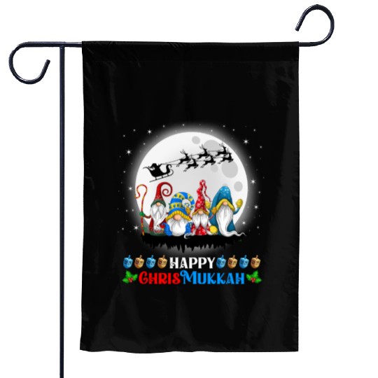 Happy Chrismukkah Gnomes Christmas Hanukkah Garden Flags