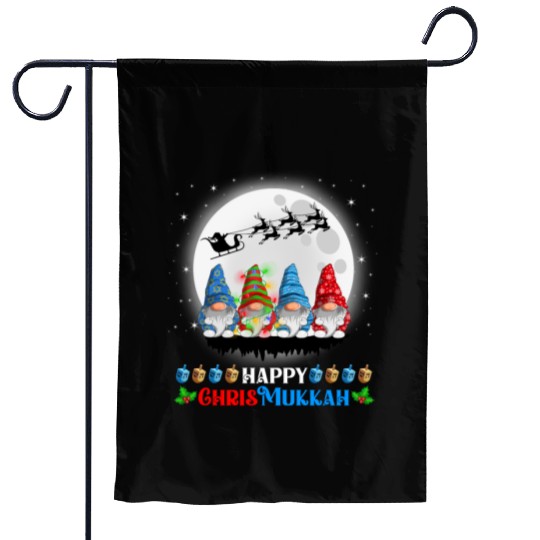 Happy Chrismukkah Gnomes Christmas Hanukkah Garden Flags