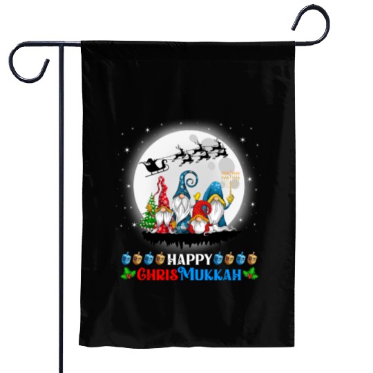 Happy Chrismukkah Gnomes Christmas Hanukkah Garden Flags