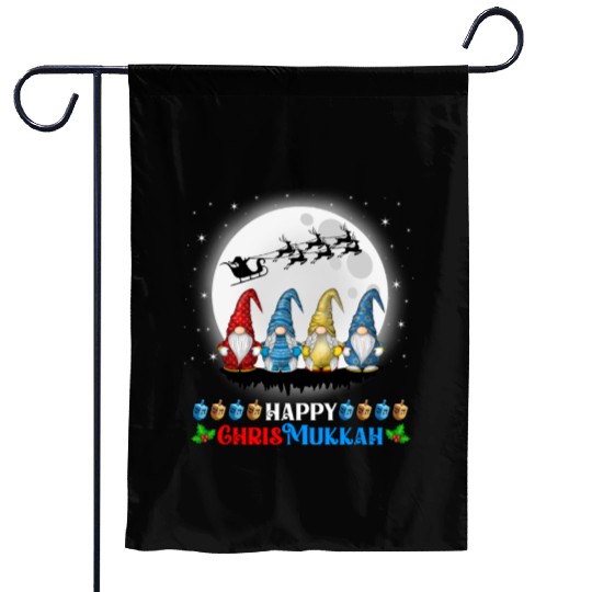 Happy Chrismukkah Gnomes Christmas Hanukkah Garden Flags