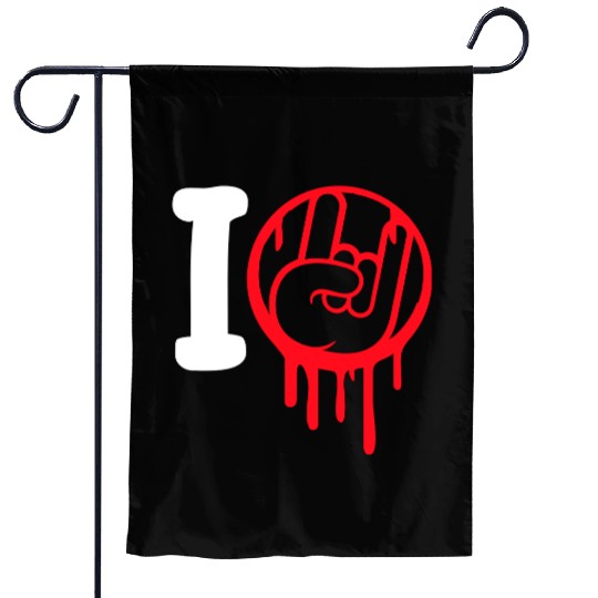 I Love Heavy Metal Hard Rock Music Graffiti Heart Garden Flags