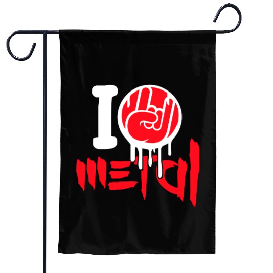 I Love Heavy Metal Hard Rock Music Graffiti Heart Garden Flags