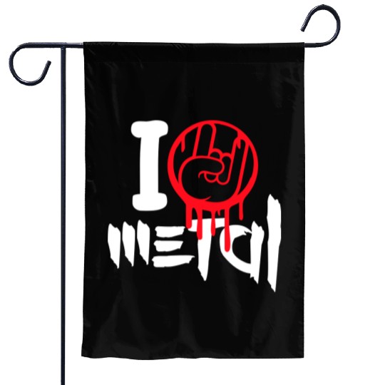 I Love Heavy Metal Hard Rock Music Graffiti Heart Garden Flags
