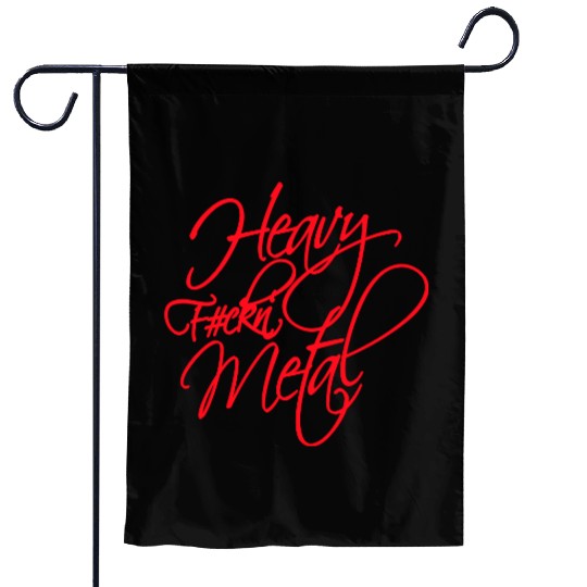 Heavy F#ckin' Metal Hard Rock Fun Music Text Quote Garden Flags