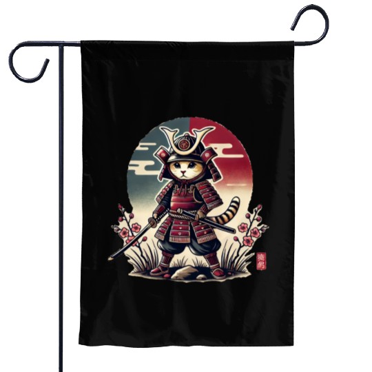 Samurai Cat: Vintage Ukiyo-e Warrior Art Garden Flags