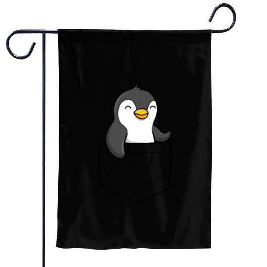 The Penguin in the pocket, funny penguin , penguin Garden Flags