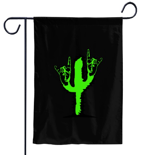 Cactus Plant Heavy Metal Hard Rock Hand Gesture Garden Flags