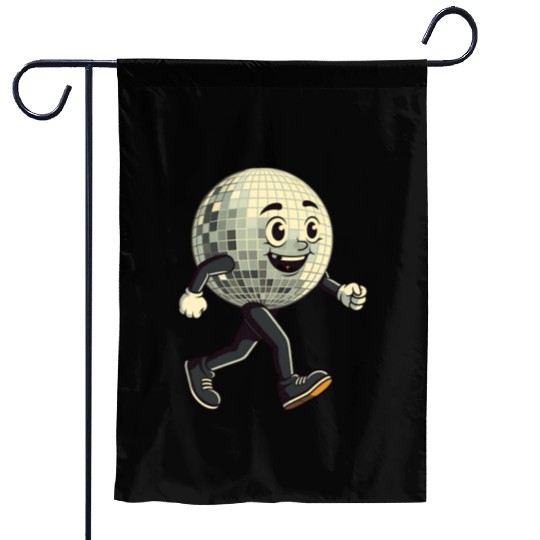 Disco Ball Walking - Retro Funk in Motion Garden Flags