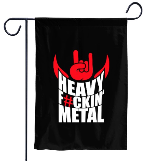 Heavy F#ckin' Metal Hard Rock Fun Music Text Quote Garden Flags
