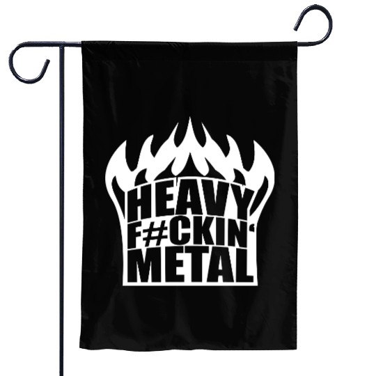Heavy F#ckin' Metal Hard Rock Fun Music Text Quote Garden Flags