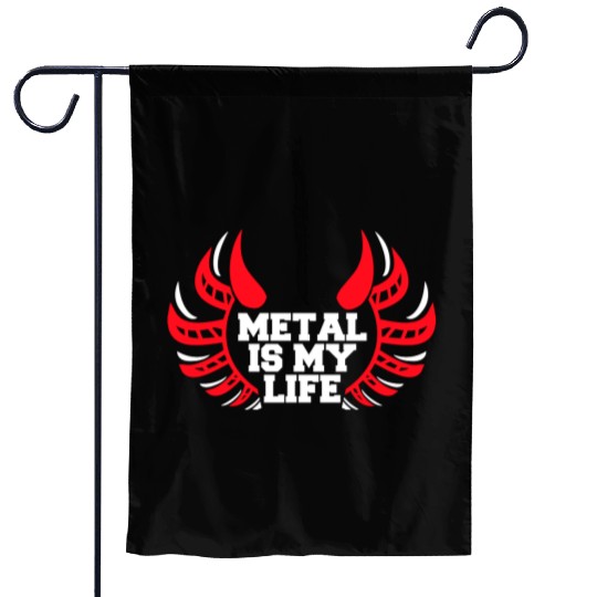 Heavy Metal Is My Life Hard Rock Music Text Quote Garden Flags