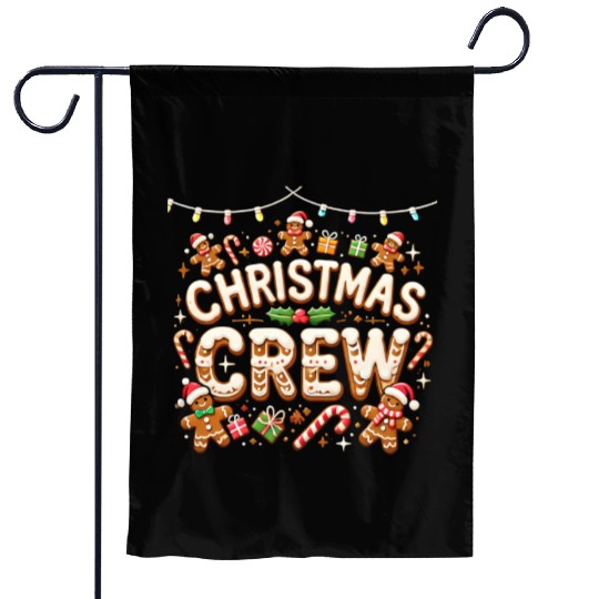 Gingerbread Christmas Crew with Candy and Gifts Garden Flags
