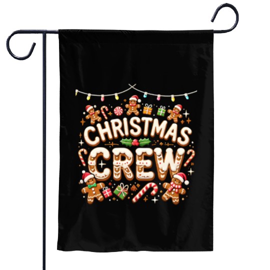 Gingerbread Christmas Crew with Candy and Gifts Garden Flags