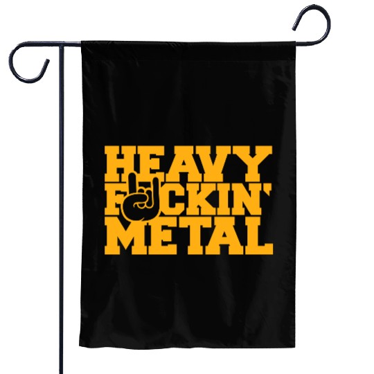 Heavy F#ckin' Metal Hard Rock Fun Music Text Quote Garden Flags