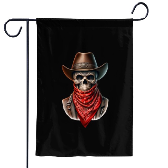 Outlaw Cowboy Skull Garden Flags