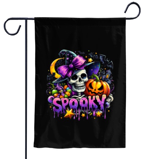 Halloween Spooky Season Witch Skeleton Garden Flags
