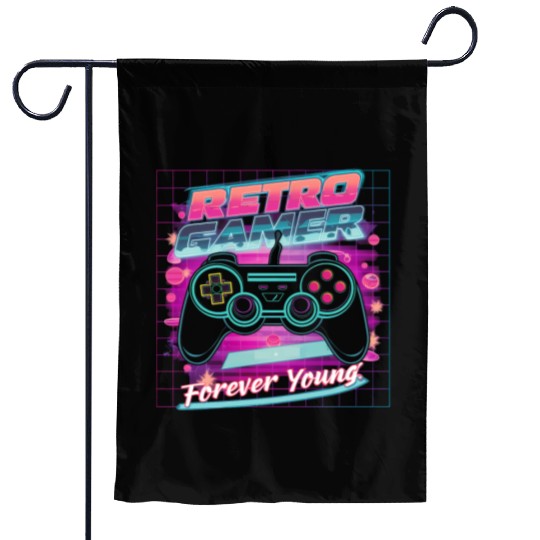 Retro Gamer Forever Young 01 Garden Flags