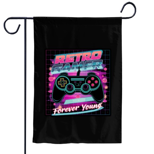 Retro Gamer Forever Young 01 sticker Garden Flags