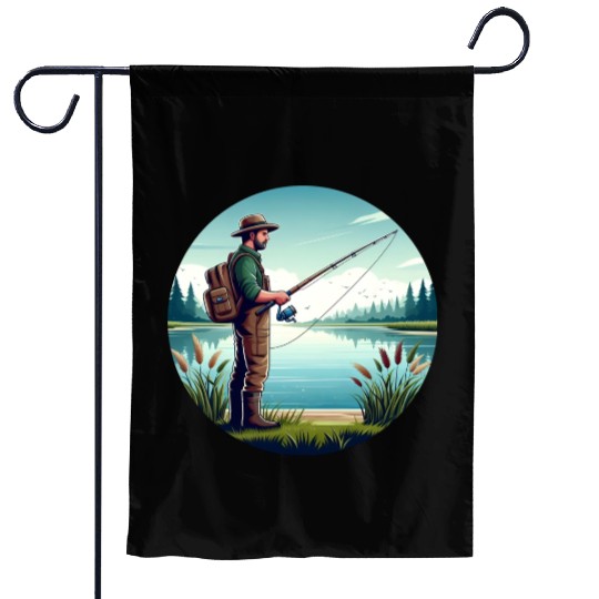 Angler Fishing Fisherman Fish Garden Flags