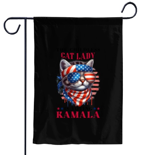 Childless Cat Lady Voting Kamala Harris Garden Flags