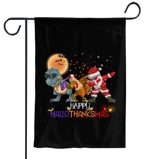 Dabbing Dinosaur Turkey Santa Claus Hallothanksmas Garden Flags