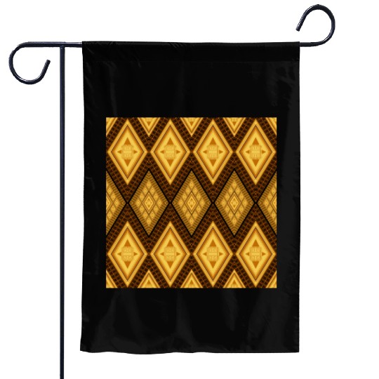 Ancient Gold Diamond Pattern, indigenous art Garden Flags