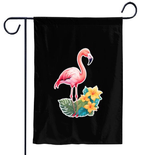 Tropical Flamingo with Floral Elegance Garden Flags