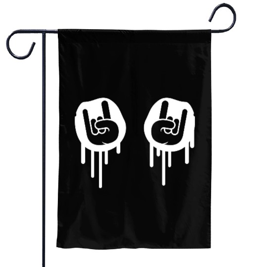 Heavy metal graffiti drop horn finger hand gesture Garden Flags