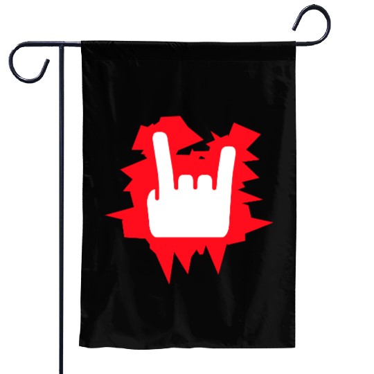 Heavy Metal Fun Hard Rock Music Horns Hand Gesture Garden Flags