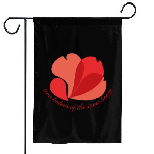 Vintage Botanical Red Poppy Heart Graphic Flower Garden Flags