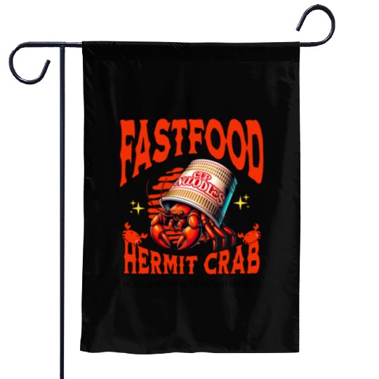 Cute Hermit Crab Instant Noodles Lover Garden Flags