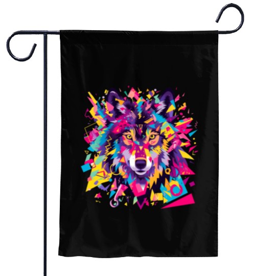 Majestic Pop Art Alpha Wolf - Vibrant Cool Garden Flags