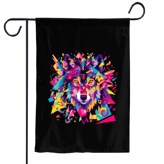 Majestic Pop Art Alpha Wolf - Vibrant Cool Garden Flags