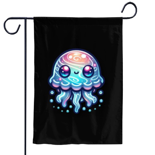 funny cute green octopus Garden Flags
