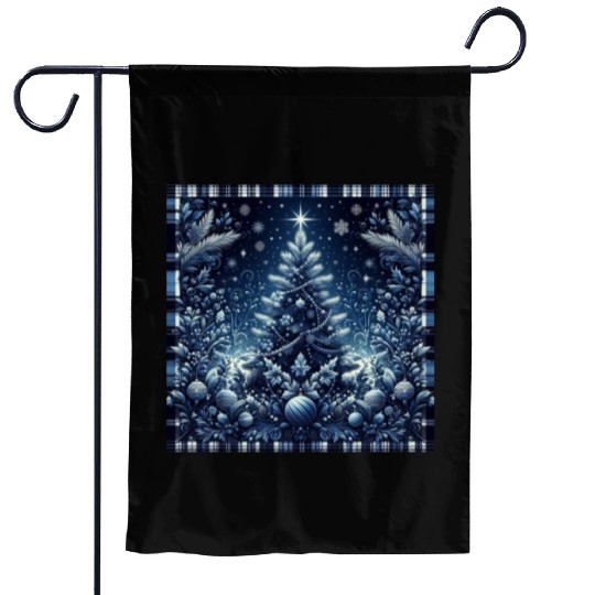 flannel blue and white christmas Garden Flags