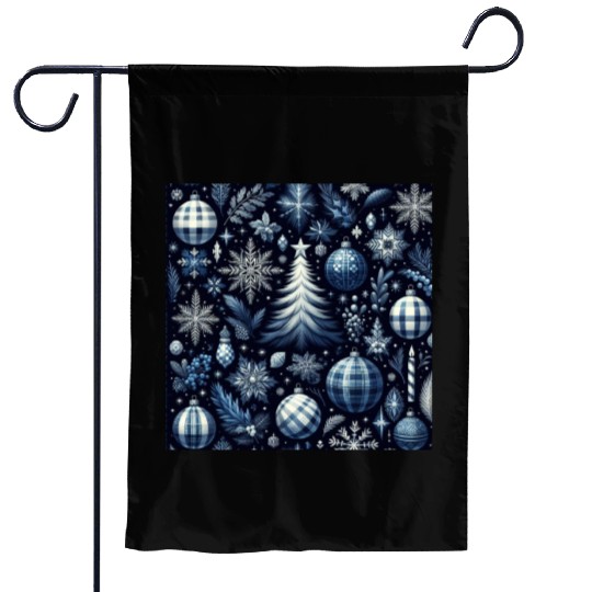 flannel blue and white christmas Garden Flags
