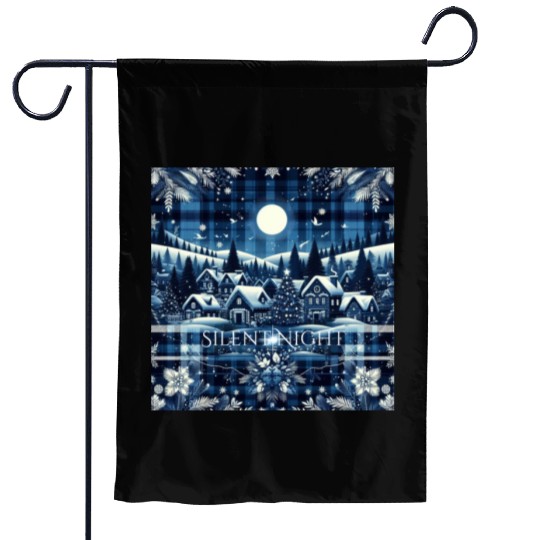 flannel silent night blue and white christmas Garden Flags