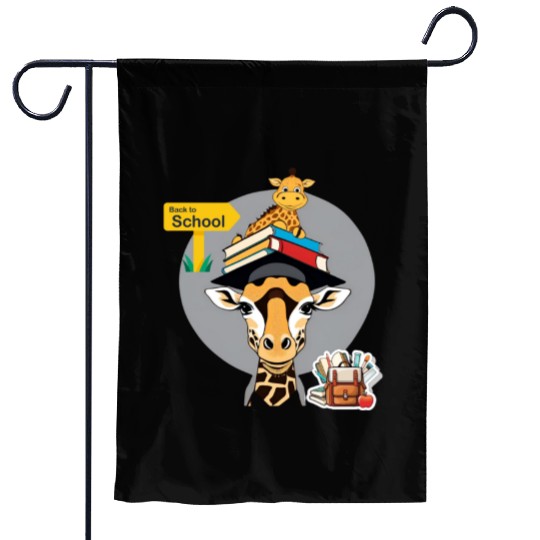 The Mother Giraffe taking her kid to school Garden Flags