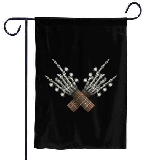 Rock On Guitar Rock & Roll Halloween Skeleton Hand Garden Flags