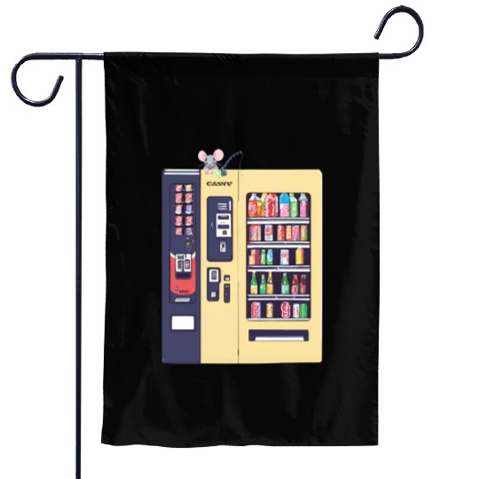 Japanese vending machine with little friend. Garden Flags