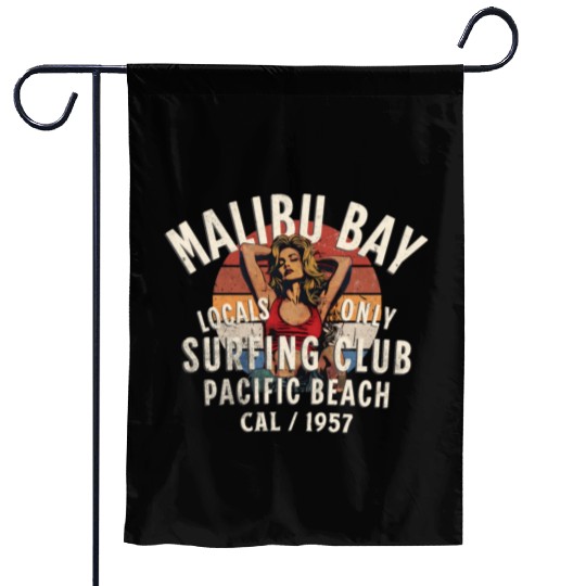 Malibu Bay Surfer Club Vintage Design Garden Flags