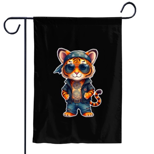 Rock style cute tiger Garden Flags