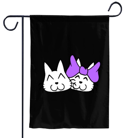 2 cat couple woman man two Valentine's Day cats Garden Flags