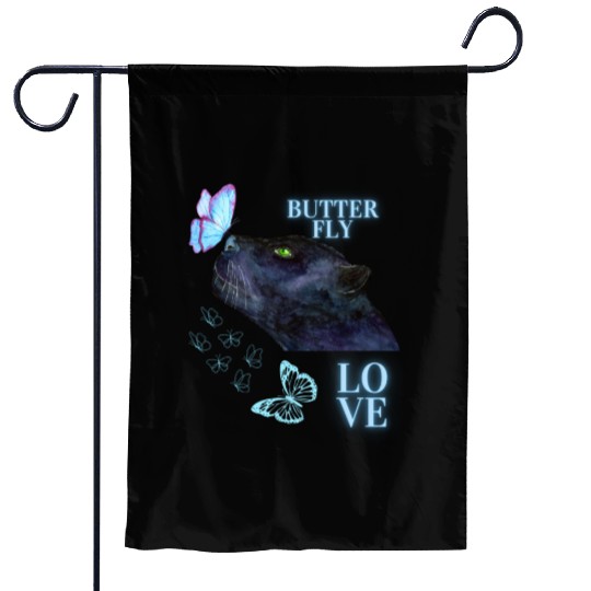 black panther lover butterfly Garden Flags