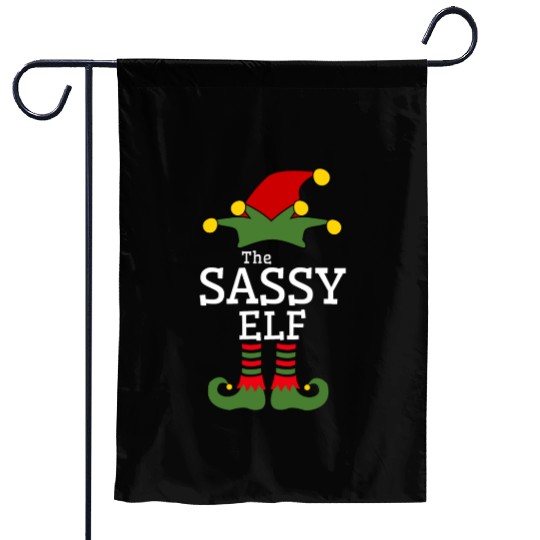 Sassy Elf Christmas Garden Flags Matching Family Group
