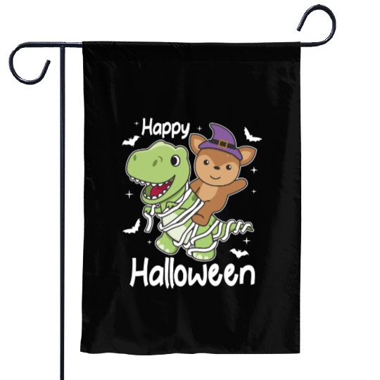 Deer Happy Halloween T-rex Mummy Costume Garden Flags